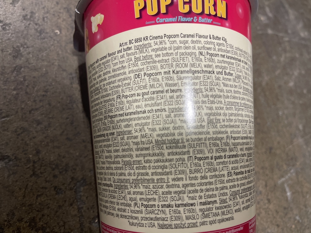 DARDA Cinema Popcorn Caramel Butter Flavor 43g | DARDA 电影爆米花 焦糖黄油味 43g