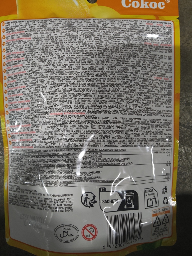COKOC Peelable Soft Candy Mango Flavor 75g | COKOC 可剥软糖 芒果味 75g