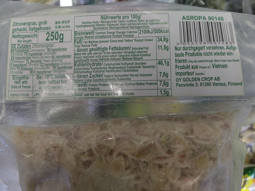 TCT Lemongrass Coarse Chopped 250g | TCT 香茅段 250g