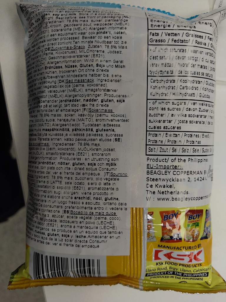 ASEA BOY BAWANG Cornick Sweet Butter Flavor 90g | BOY BAWANG 玉米零食 甜黄油味 90g