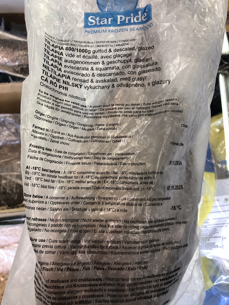 Black Tilapia G&D IWP 800/1000/KG Gross by weight | 黑色罗非鱼800/1000 称重 /kg