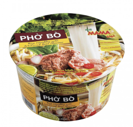 MAMA Instant Rice Vermicelli Pho Bo Beef Flav. Bowl 65g | MAMA 越式牛肉汤粉丝 碗装 65g