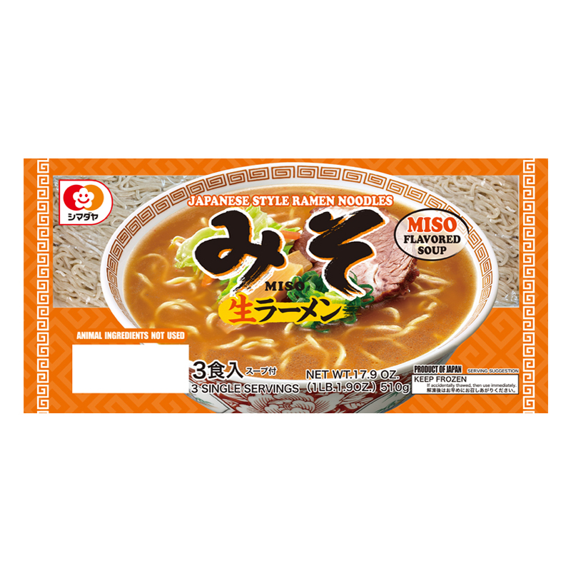 JP Frozen Miso Ramen (With Soup 3*170g) 510g | 日本 冰冻味增拉面 (带汤 3*170g) 510g