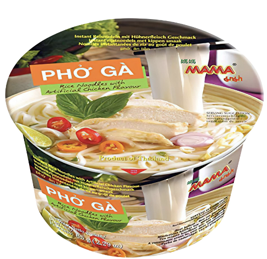 MAMA Instant Rice Vermicelli Chicken Pho Ga Flav. Bowl 65g | MAMA 鸡肉汤粉丝 碗装 65g