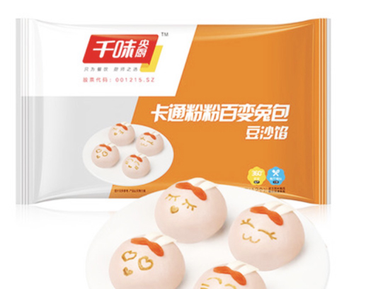 QWYC Cartoon Pink Rabbit Shaped Buns Red Bean Flav. 360g | 千味央厨 卡通粉粉百变兔包 红豆味 360g