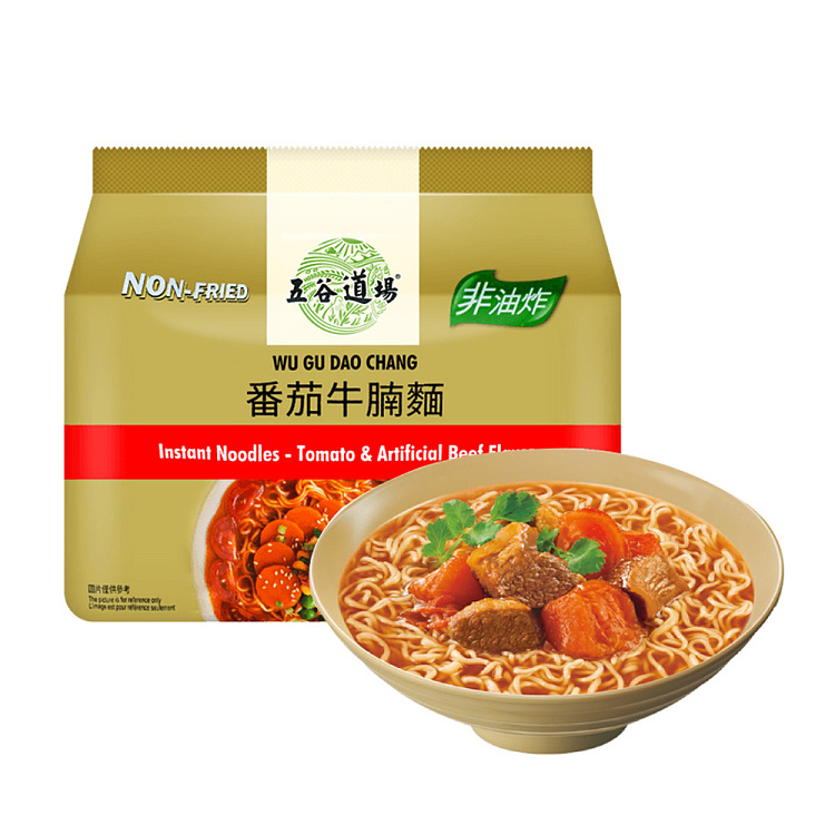 WGDC Instant Noodles Tomato And Beef Flavour 107g | 五谷道场 番茄牛腩面 107g