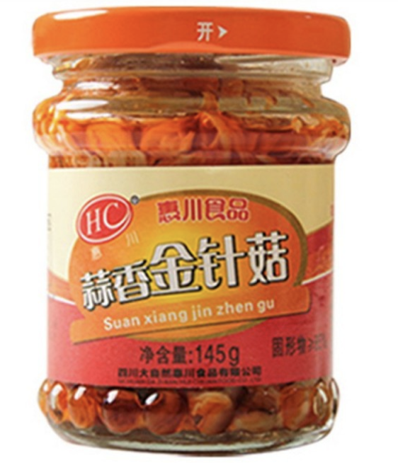 HC Enoki Mushroom Garlic Flav. 145g | 惠川 蒜香金针菇 145g