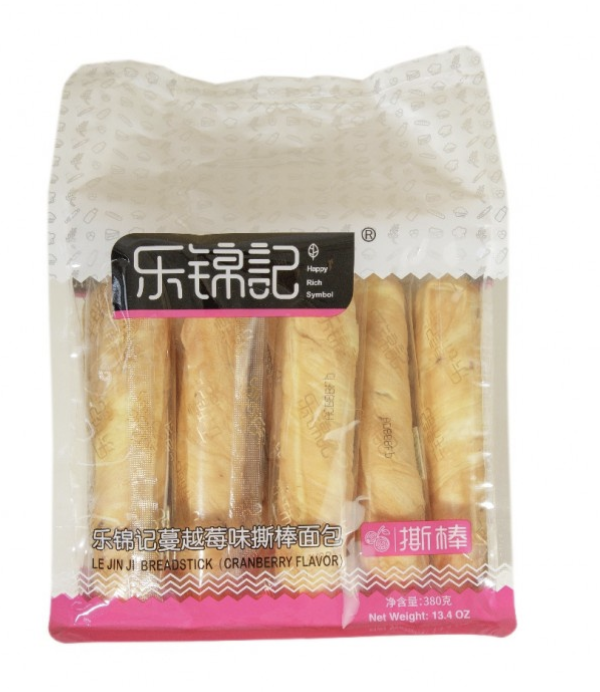 LJJ Breadstick Cranberry Flav. 380g | 乐锦记 撕棒面包 蔓越莓味 380g