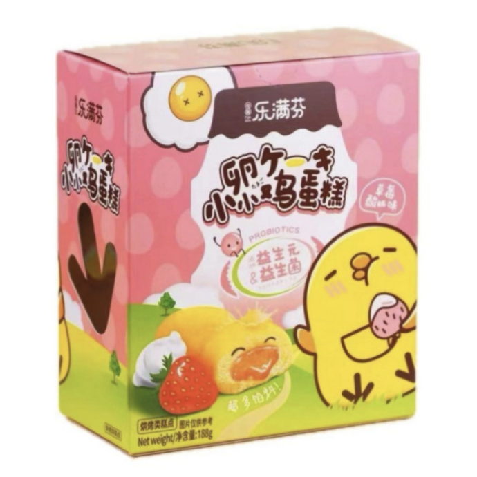 QQLMF Mini Cake Strawberry Yogurt Flavor 188g | 奇趣乐满芬 小小鸡蛋糕 草莓酸奶味 188g