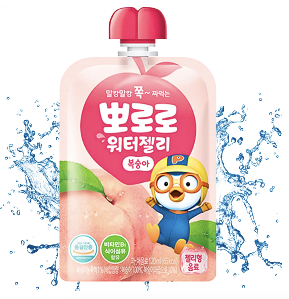 PALDO Pororo Water Jelly Peach Flavor 120ml | PALDO 啵乐乐 吸吸果冻 桃子味 120ml