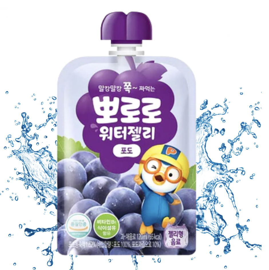 PALDO Pororo Water Jelly Grape Flavor 120ml | PALDO 啵乐乐 吸吸果冻 葡萄味 120ml