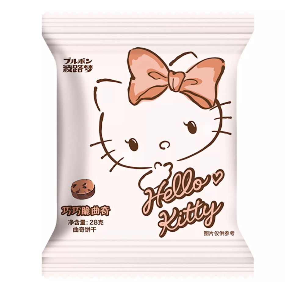 BOURBON Hello Kitty Cookies Cocoa Flavor 28g | 波路梦 Hello Kitty 曲奇饼干 可可味 28g