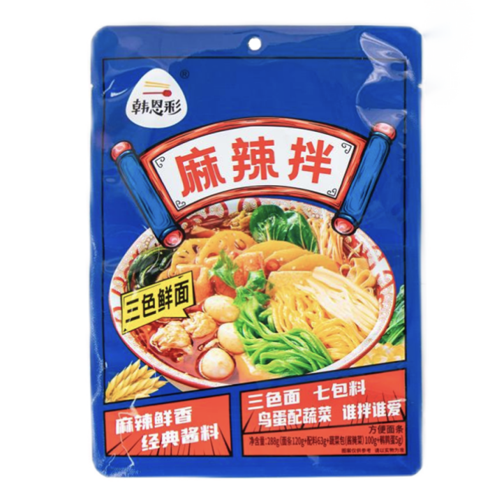 HEC Instant Three Color Noodle Hot Pot Mix 288g | 韩恩彩 三色面麻辣拌 288g