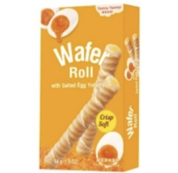 MWSK Wafer Roll Salted Yolk Cream Flavor 54g | 美味食刻 夹心威化蛋卷 咸蛋黄味 54g