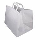 White Flat Handle Paper Bag 32*17*25cm | 纸外卖袋 (白) 32*17*25cm