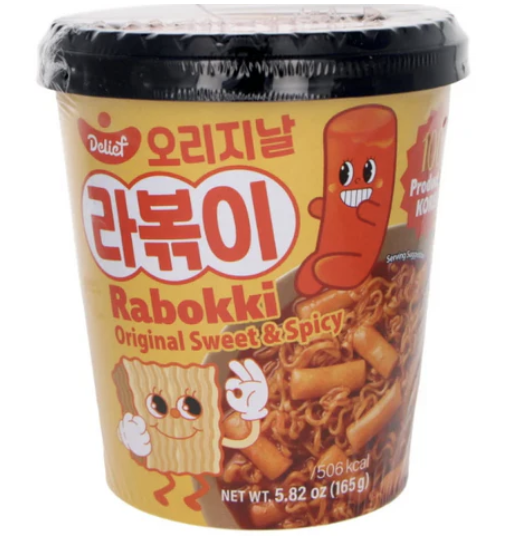 DELIEF Rabokki Rice Cake With Ramen Cup Sweet & Spicy Flavor 165g | DELIEF 拉面炒年糕 甜辣味 165g