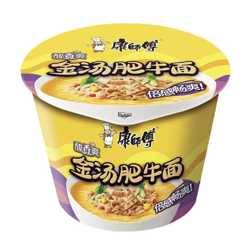 Mr.Kon Instant Noodles Golden Stock Beef Flavor Bowl 110g | 康师傅 金汤肥牛面 碗装 110g