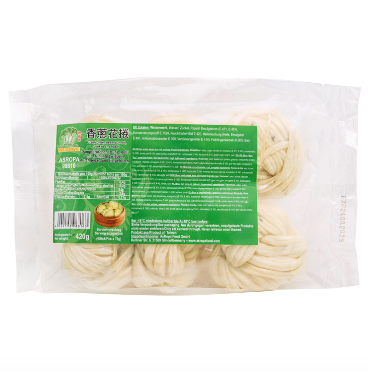 TCT Frozen Green Onion Steam Bun Roll 420g | TCT 香葱花卷 420g