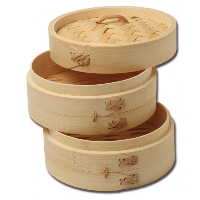 TFC Bamboo Steamer 6"/15cm 2 BOTTOMS & 1 LID/SET | 竹蒸笼6“/ 15cm 2底＆1盖/套