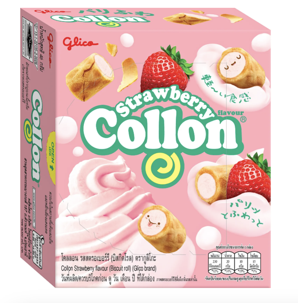 GLICO Collon Biscuit Roll Strawberry Flavor 46g | 格力高 夹心蛋卷 草莓味 46g