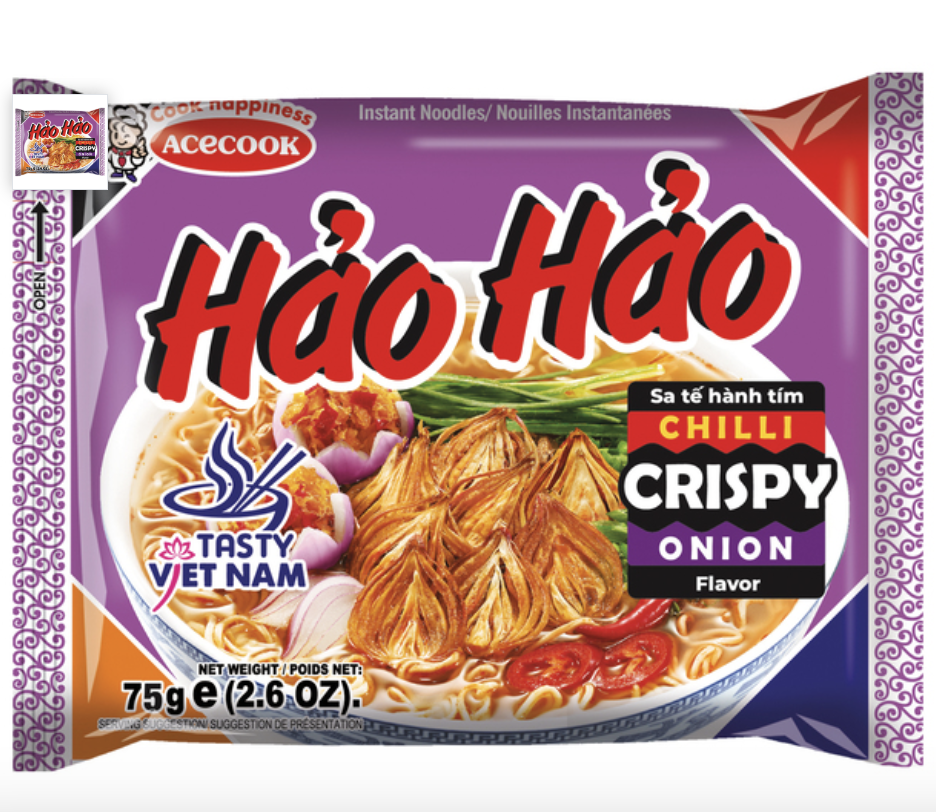 ACECOOK Instant Noodles Chilli Crispy Onion Flavor 75g | 好好 方便面 香辣脆洋葱味 75g