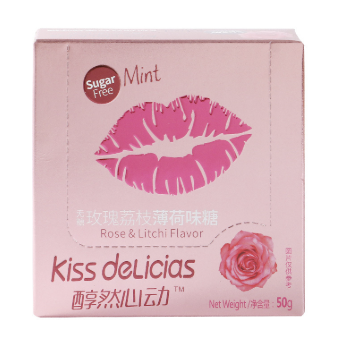 KISS DELICIAS Peppermint Candy Rose Lychee Flavor 50g | KISS醇然心动 薄荷味糖 玫瑰荔枝味 50g