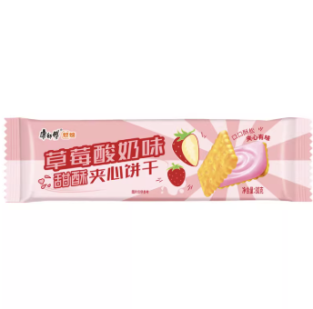 KSF Sandwich Biscate Strawberry Yogurt Flavor 80g | 康师傅 甜酥夹心饼干 草莓酸奶味 80g