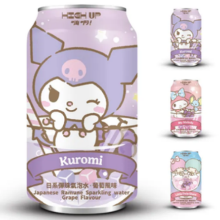 HIGHUP Transformers Sanrio Ramune Sparkling Grape Flavor 330ml | 嗨啊 日系弹珠气泡水 葡萄味 330ml