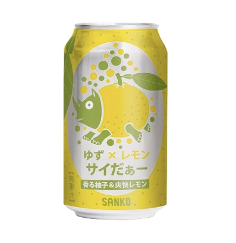 SANKO Soda Yuzu Lemon Flavor Can 350ml | SANKO 苏打汽水 柚子柠檬味 350ml