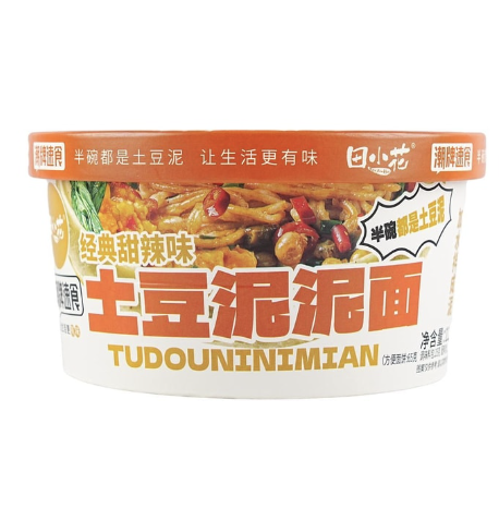 TXH Potato Mud Noodle Sweet Spicy Flavor Bowl 118g | 田小花 土豆泥泥面 甜辣味 盒装 118g