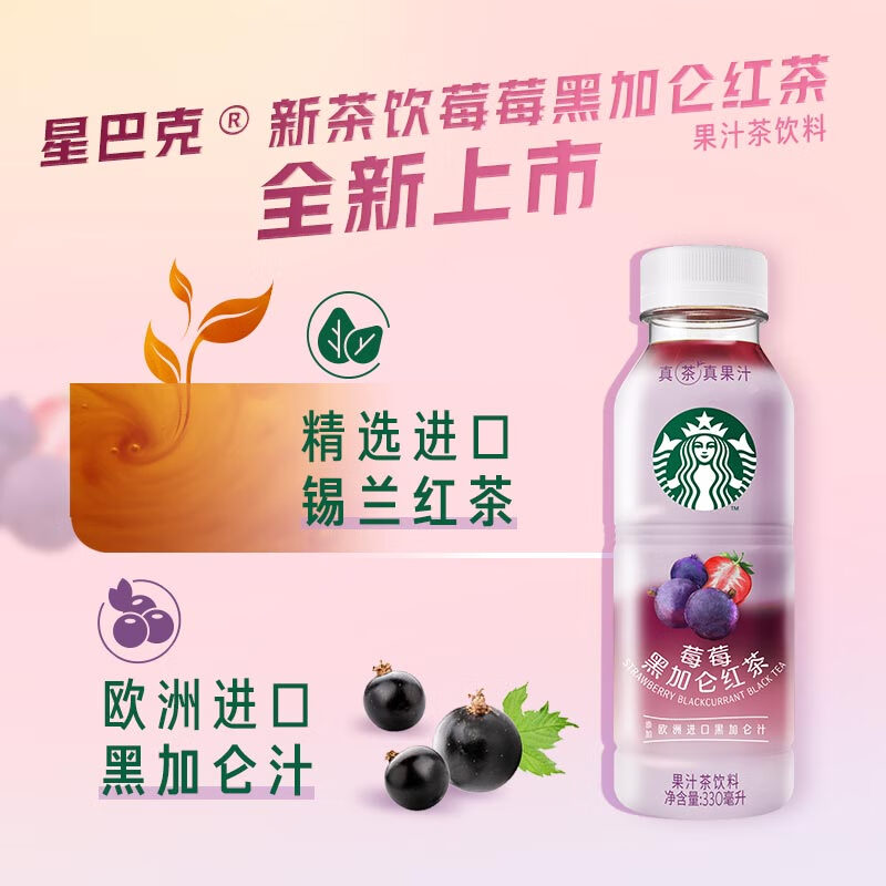 STARBUCKS Strawberry Blackcurrant Black Tea 330ml | 星巴克 星茶饮 莓莓黑加仑红茶 330ml