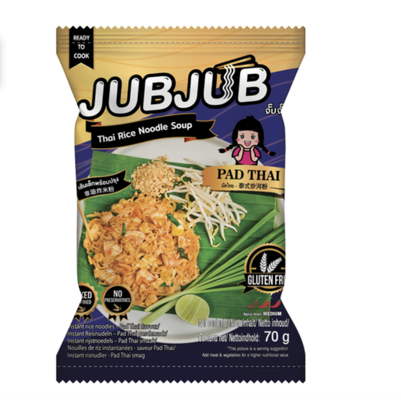 JUB JUB Instant Rice Noodle Pad Thai Flavor 70g | JUB JUB 即食泰式米粉 泰式炒河粉风味 70g