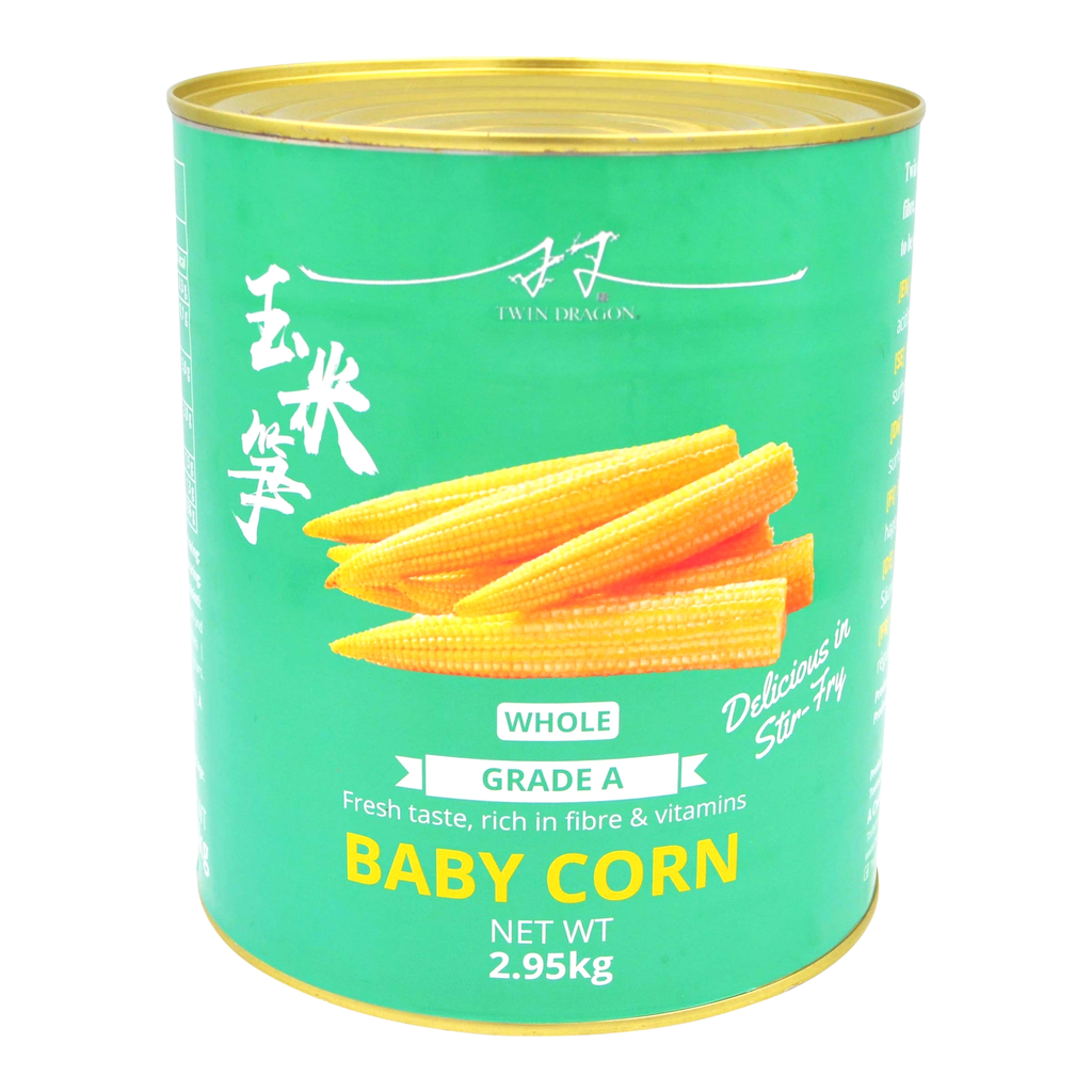 Twin Dragon Grade A Baby Corn Fresh 2950g*6 CTN | Twin Dragon 玉米段 2950g*6 整箱