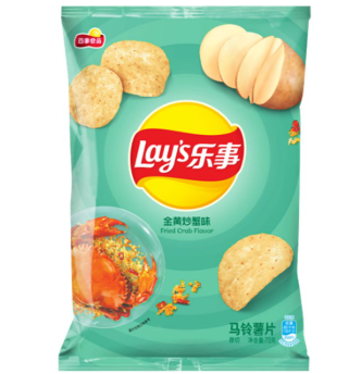 LAYS Potato Chips Golden Fried Crab Flavor 70g | 乐事 薯片 金黄炒蟹味 70g