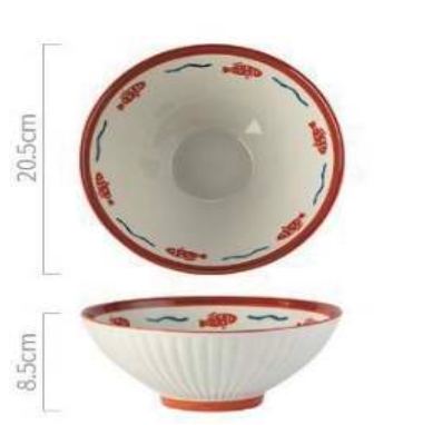 Douli Ramen Bowl 8inch Swimming Fish Design | 斗笠拉面碗 8寸 游鱼