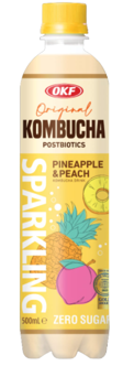 OKF Kombucha Sparkling Drink Pineapple Peach Flavor 500ml丨OKF 康普茶气泡饮料 菠萝蜜桃味 500ml