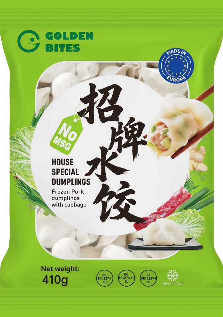 GOLDEN BITES Pork & Cabbage Dumplings 410g | GOLDEN BITES 猪肉白菜水饺 410g