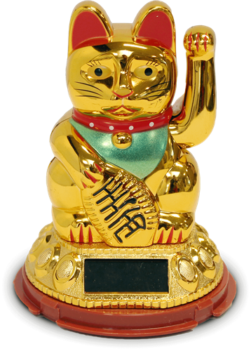 Lucky Cat Gold Solar 12cm | 招财猫 金色 太阳能充电 12cm