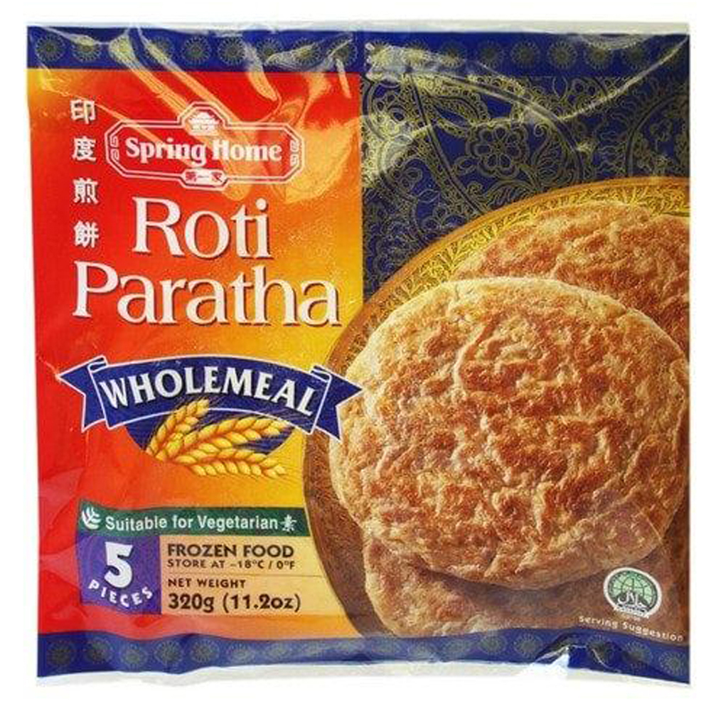 SPRING HOME Roti Paratha Wholemeal Vegetarian (5pcs) 320g/PKT | 第一家 印度手抓饼-全麦 素 (5pcs) 320g