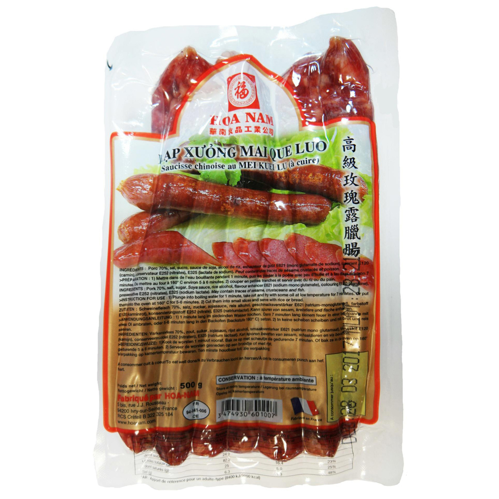 Hoa Nam Chinese Sausage MQL 500g | 好好 中国玫瑰露腊肠 500g