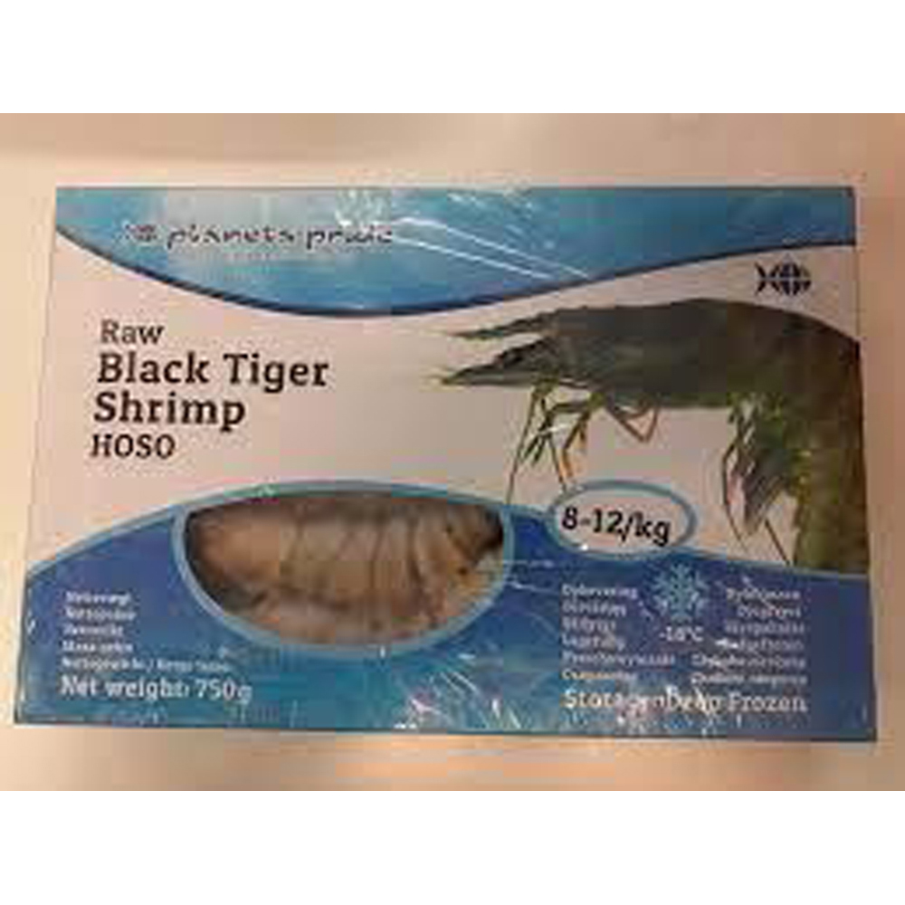 PLANETS PRIDE 8/12 Black Tiger Shrimp HOSO 750g | PP 黑虎大虾 8/12 有头有壳 750g