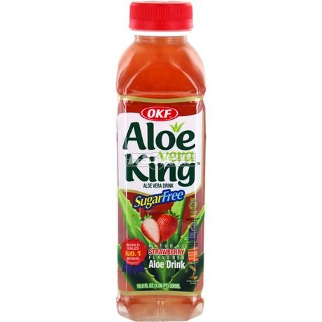 OKF Aloe Vera Drink Strawberry Sugar Free 500ml | OKF 芦荟饮料草莓味 无糖版 500ml