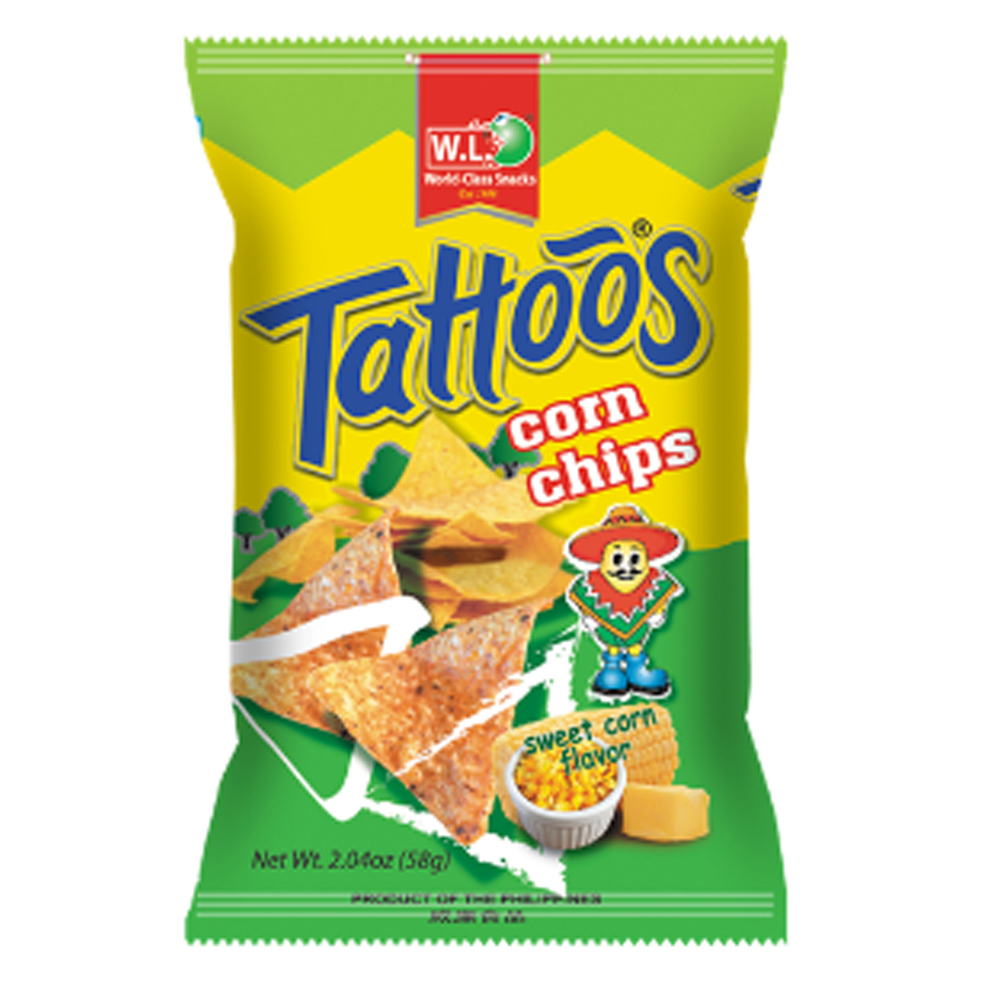 W.L. Tattoos Corn Chips Sweet Corn Flavor 30g | W.L. 玉米脆片 甜玉米味 30g