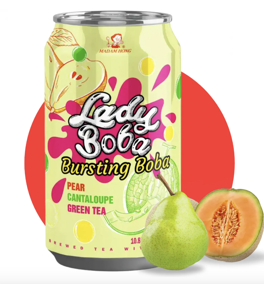 LADY BOBA Bursting Boba Tea Pear&Cantaloupe Flav. 320ml | LADY BOBA 脆波波果味茶 梨和哈密瓜味 320ml