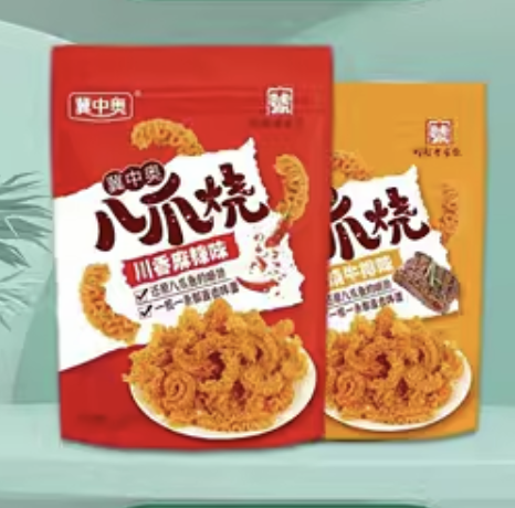 JZA Octopus Shaped Snack Spicy Flav. 188g | 冀中奥 八爪烧 川香麻辣味 188g