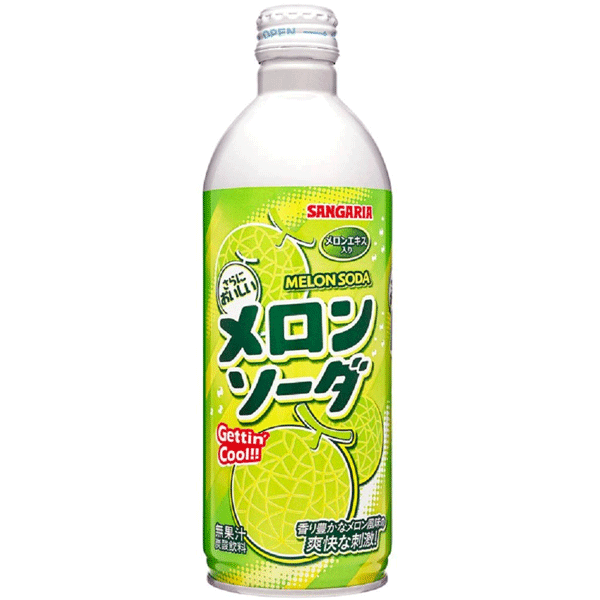 JP Sangaria Soda Drink Melon 500ML | 铝罐装碳酸汽水 瓜果味 500ML