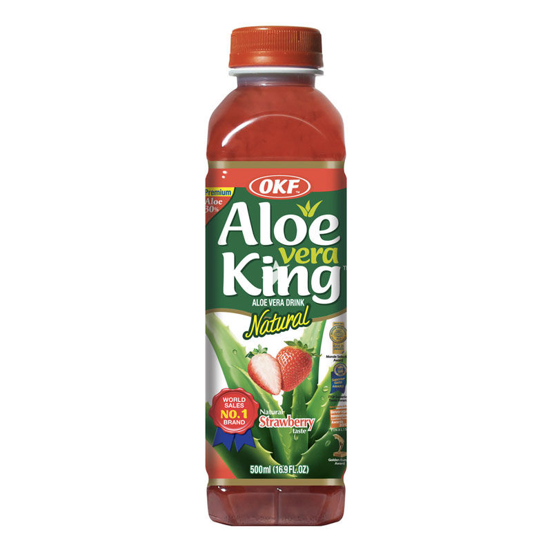 OKF Premium Aloe Vera Drink Strawberry Taste 500ml | OKF 优质芦荟饮料 草莓味 500ml