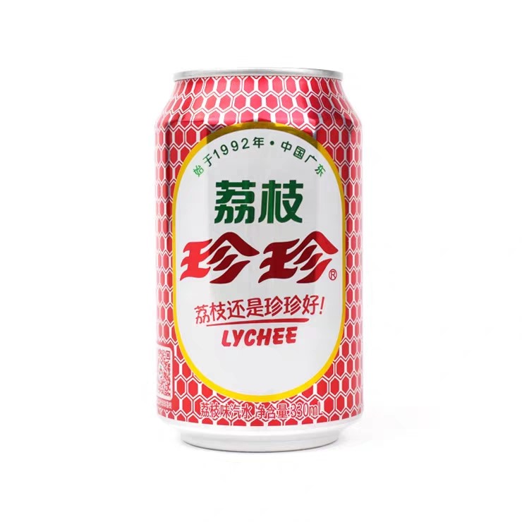 Zhenzhen Soda Drink Lychee 330ml | 珍珍 碳酸饮料 荔枝味 330ml