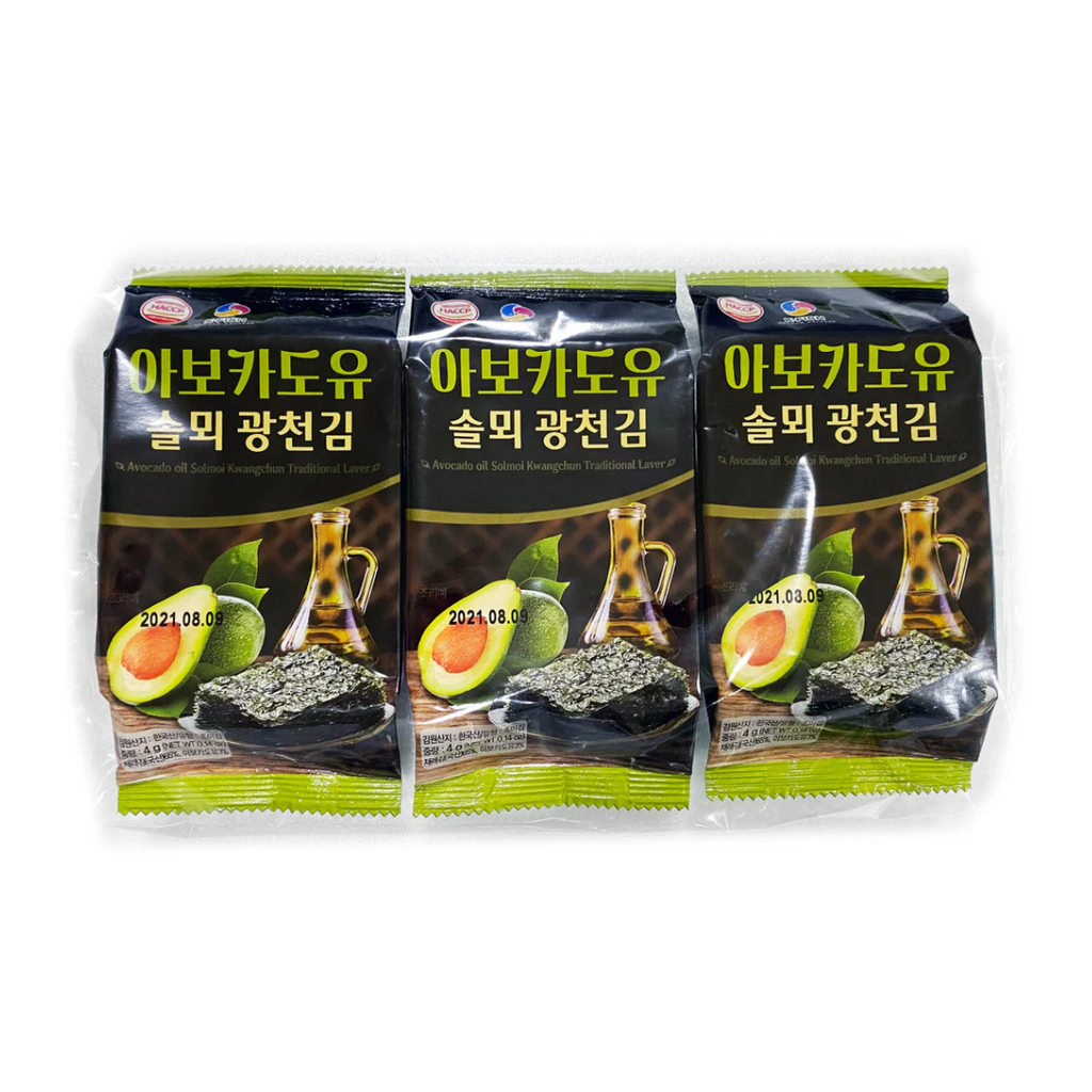 KR Roasted Seaweed Snack Avocado Flavor 3*5g | 韩国 海苔三连包 牛油果味 3*5g