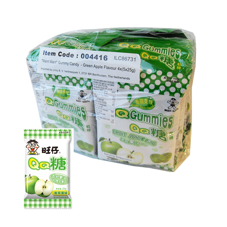 Want Day QQ Candy Greenapple 20g | 旺仔 QQ糖 青苹果味 20g